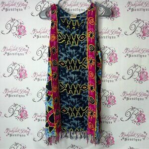 Sporty Aca. Mex. Dress cover up tie dye beach Colorful Sleeveless Patterned Top